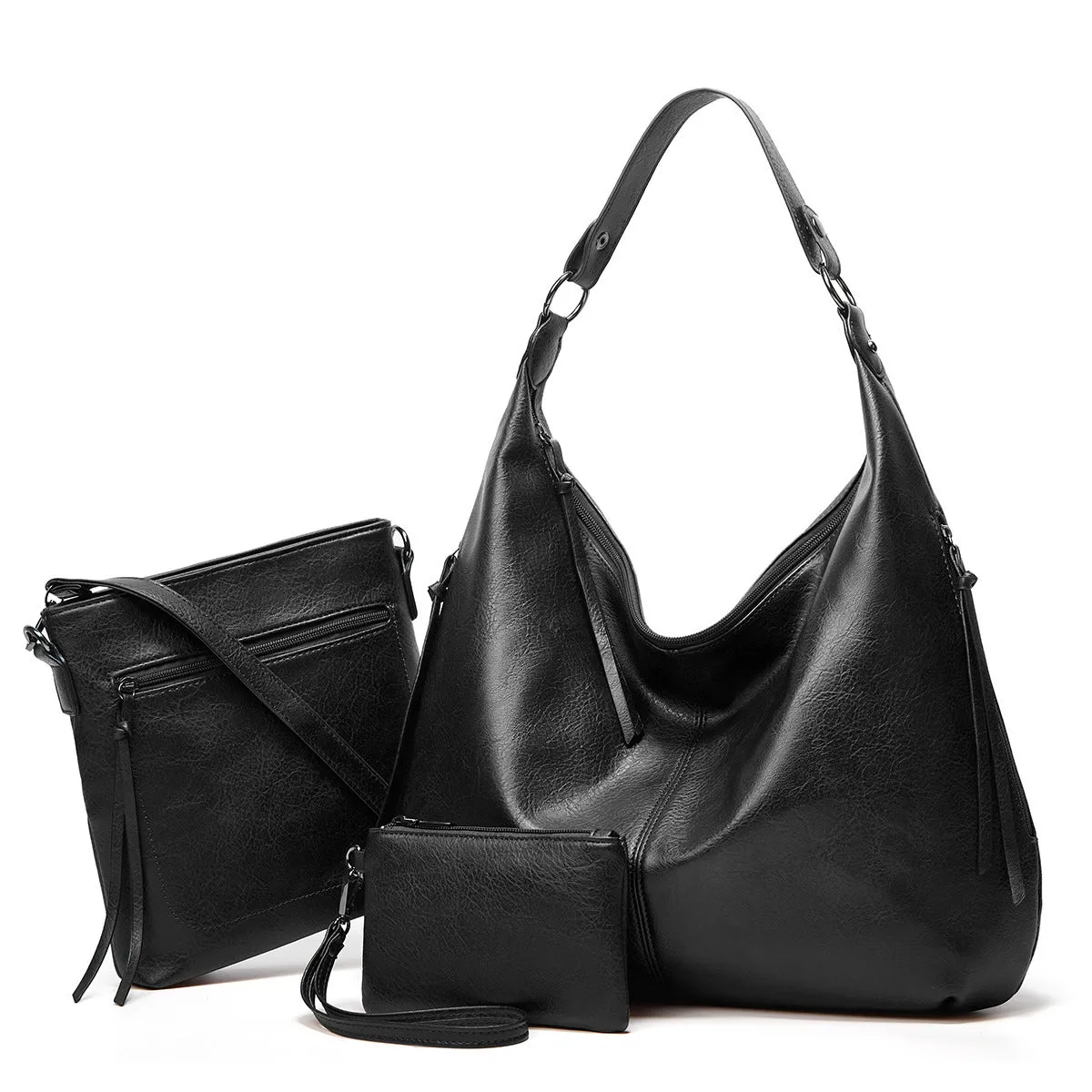 Sendfen Hobo Bags for Women Leather Crossbody Bags Ladies Wristlet Handbags Purse Set 3Pcs