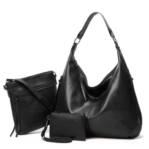 Sendfen Hobo Bags for Women Leather Crossbody Bags Ladies Wristlet Handbags Purse Set 3Pcs