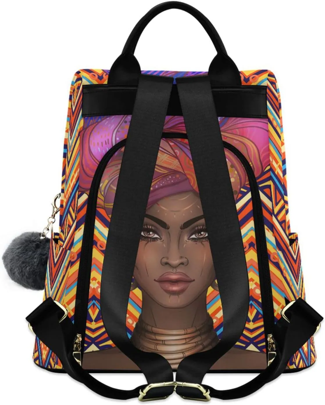 senya Fashion Backpack Purse for Women, African American Woman Ethnic Backpack Shoulder Bag for Women