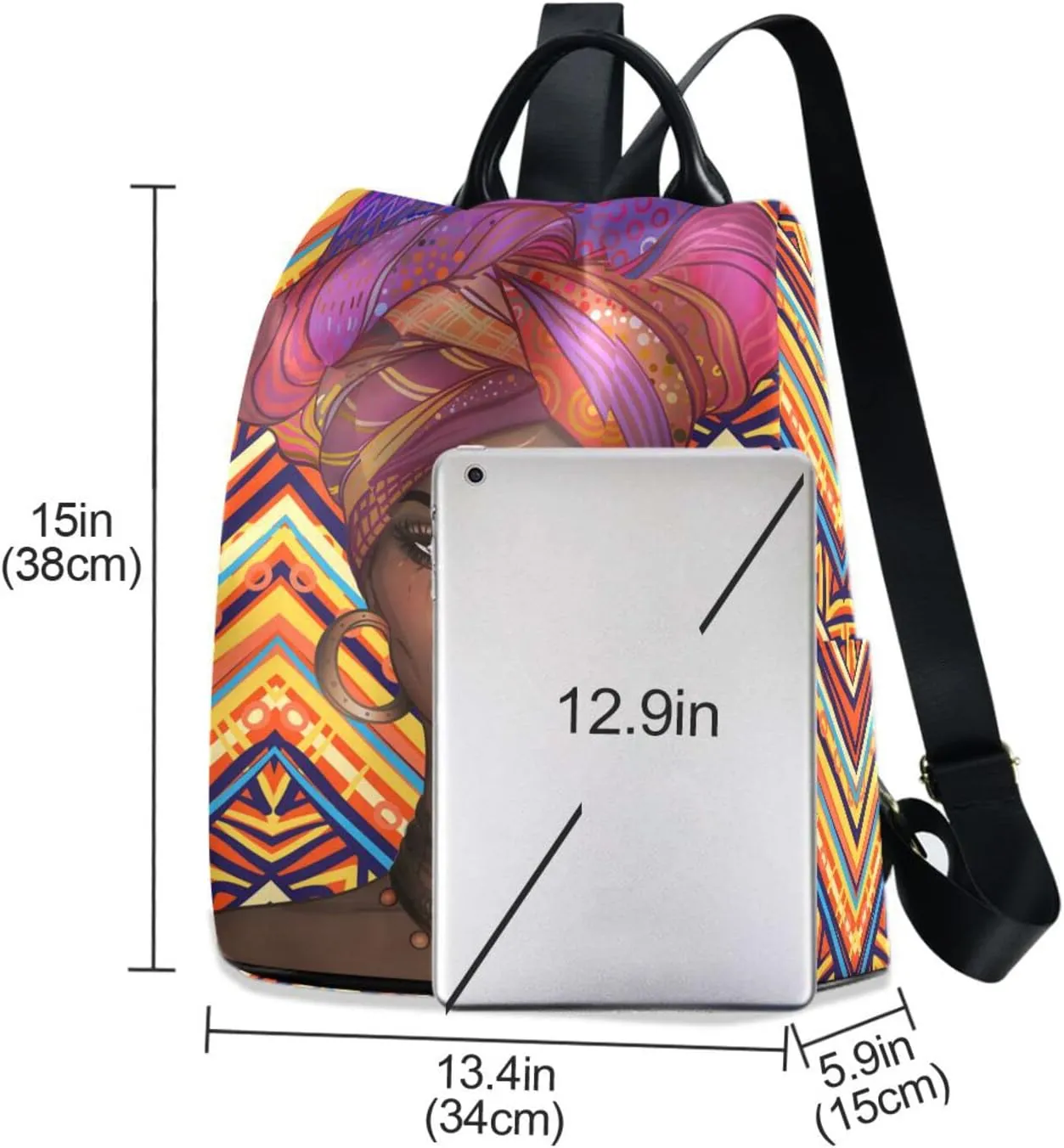 senya Fashion Backpack Purse for Women, African American Woman Ethnic Backpack Shoulder Bag for Women
