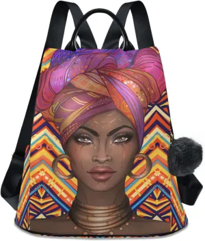 senya Fashion Backpack Purse for Women, African American Woman Ethnic Backpack Shoulder Bag for Women