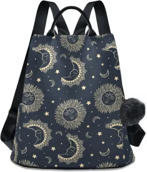 senya Fashion Backpack Purse for Women, Bohemian Sun Moon Stars Backpack Shoulder Bag for Women
