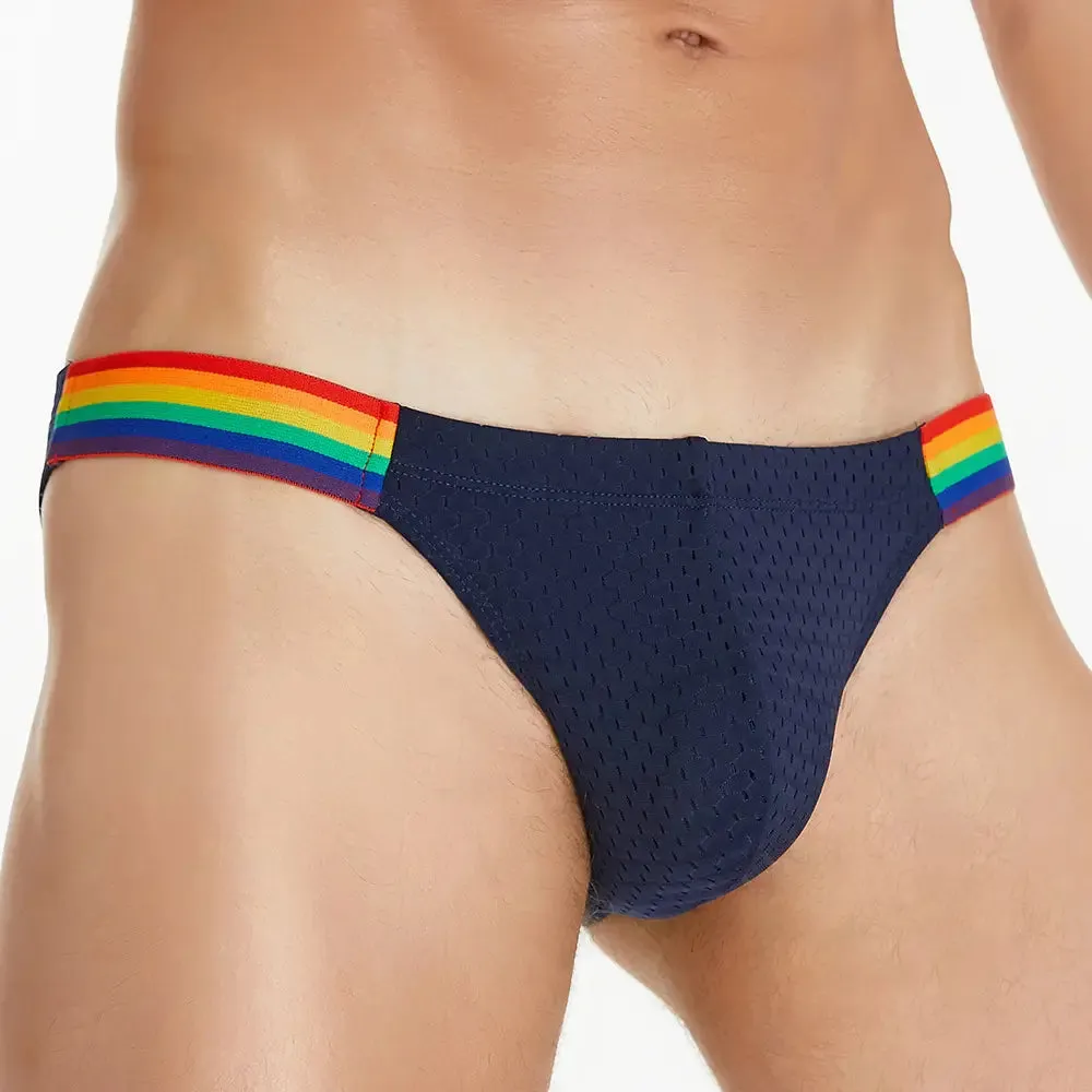 Seobean Rainbow Mesh Briefs for Men – Low Rise Nylon Underwear