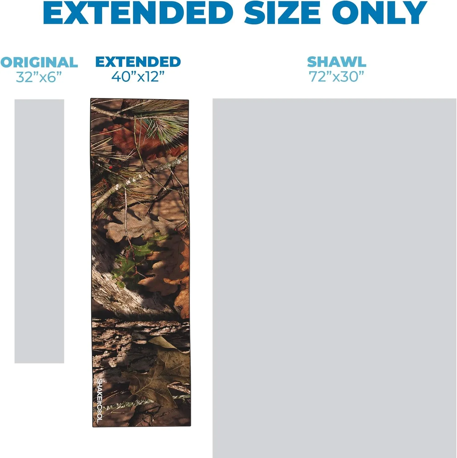SHAKEitCOOL Extended Size Cooling Towel – Be Cool in Style - Heat Relief, Soft, Lightweight, Sun Protection, Easy Clean - Perfect for Biking, Hiking, Running, Yoga, Golf, Gardening - Tree Camo M