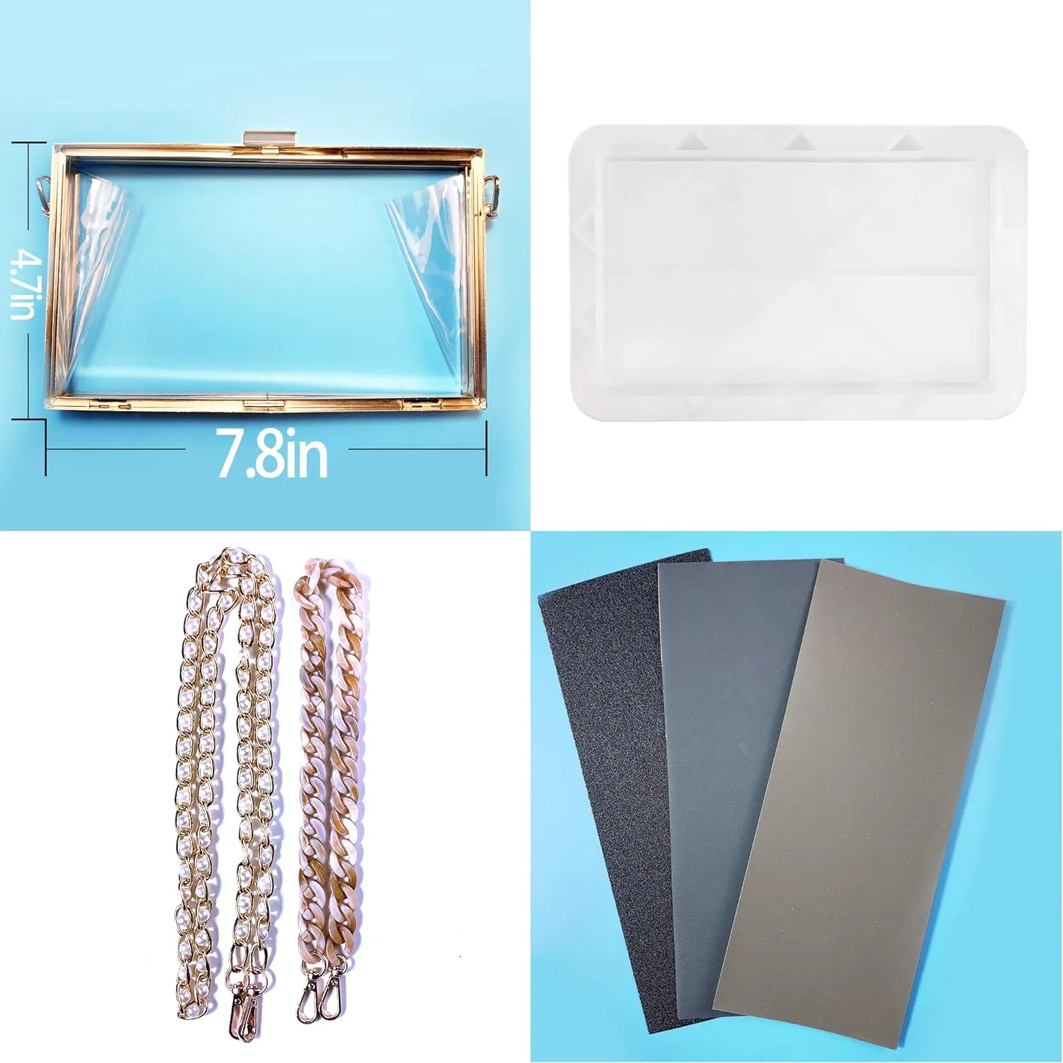 Shaker Clutch Bag Resin molds silicome Large, Epoxy Resin Casting Molds for DIY Personalized Shaker Clutch Bag,Women and Girl for Gift (Molds Clasp Lock Suit)