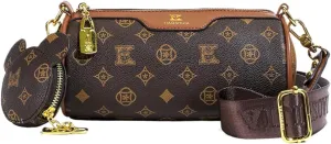 Shoulder Bag Coin Purse Crossbody Purse with Gold Zipper Barrel Bag Fashion Handbag for Daily Travel
