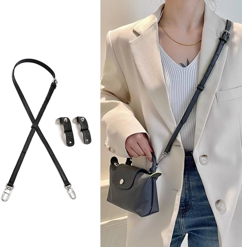 Shoulder Strap, Vachetta Leather Replacement Crossbody Handbag Strap Adjustable with 2Pcs D Rings for DIY