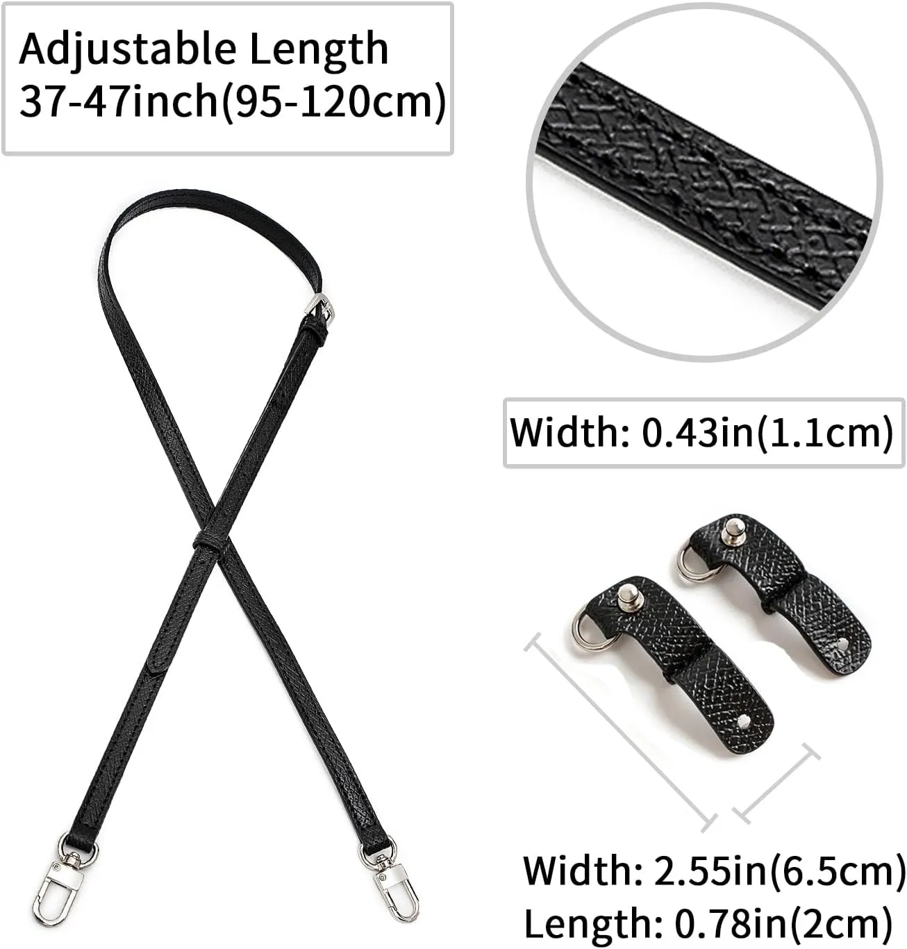 Shoulder Strap, Vachetta Leather Replacement Crossbody Handbag Strap Adjustable with 2Pcs D Rings for DIY