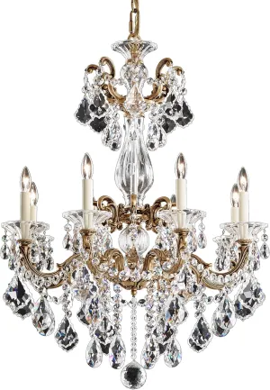 Signature 5007-48S, La Scala 8 Light 25in x 34in Chandelier in Antique Silver with Clear Swarovski Crystals