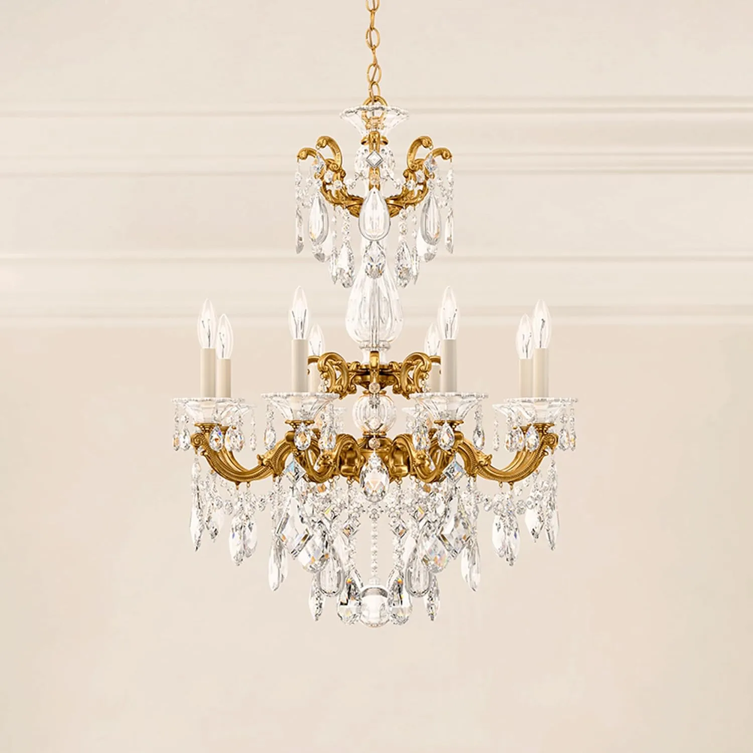 Signature 5007-48S, La Scala 8 Light 25in x 34in Chandelier in Antique Silver with Clear Swarovski Crystals