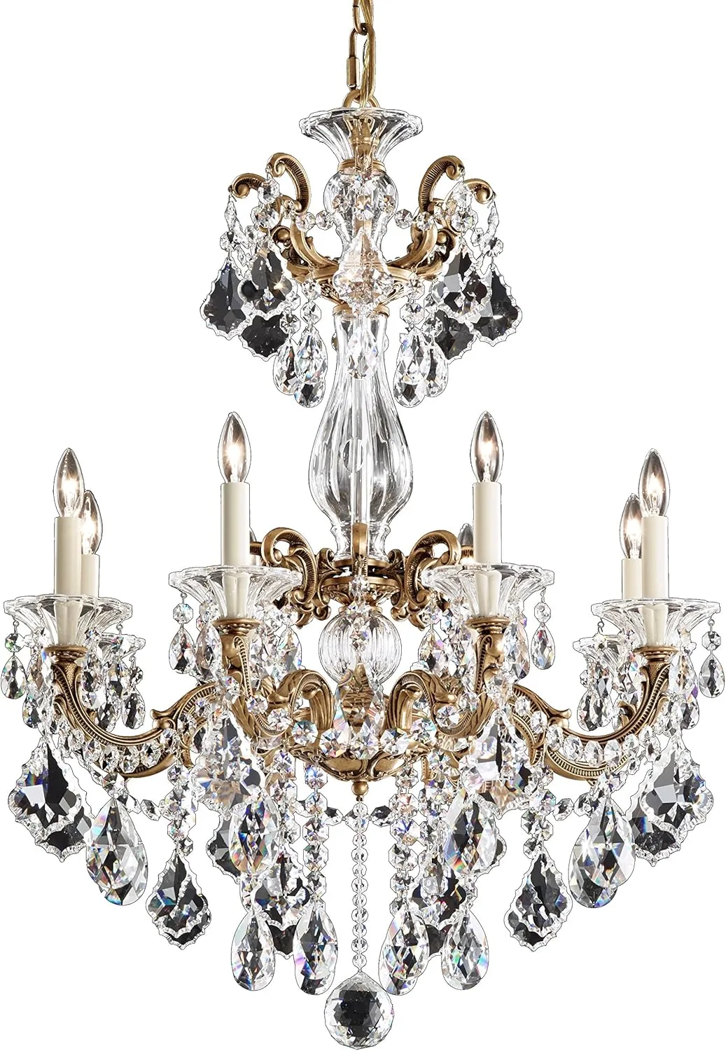 Signature 5007-48S, La Scala 8 Light 25in x 34in Chandelier in Antique Silver with Clear Swarovski Crystals