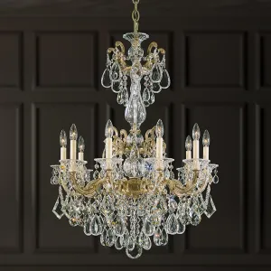 Signature 5008-48, La Scala 10 Light 28in x 38in Chandelier in Antique Silver with Clear Heritage Handcut Crystals