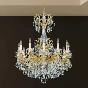 Signature 5011-27S, La Scala 12 Light 33in x 41in Chandelier in Parchment Gold with Clear Swarovski Crystals