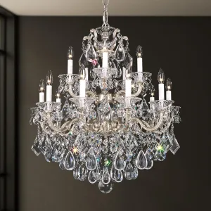 Signature 5075-48S, La Scala 15 Light 28in x 32in Chandelier in Antique Silver with Clear Swarovski Crystals