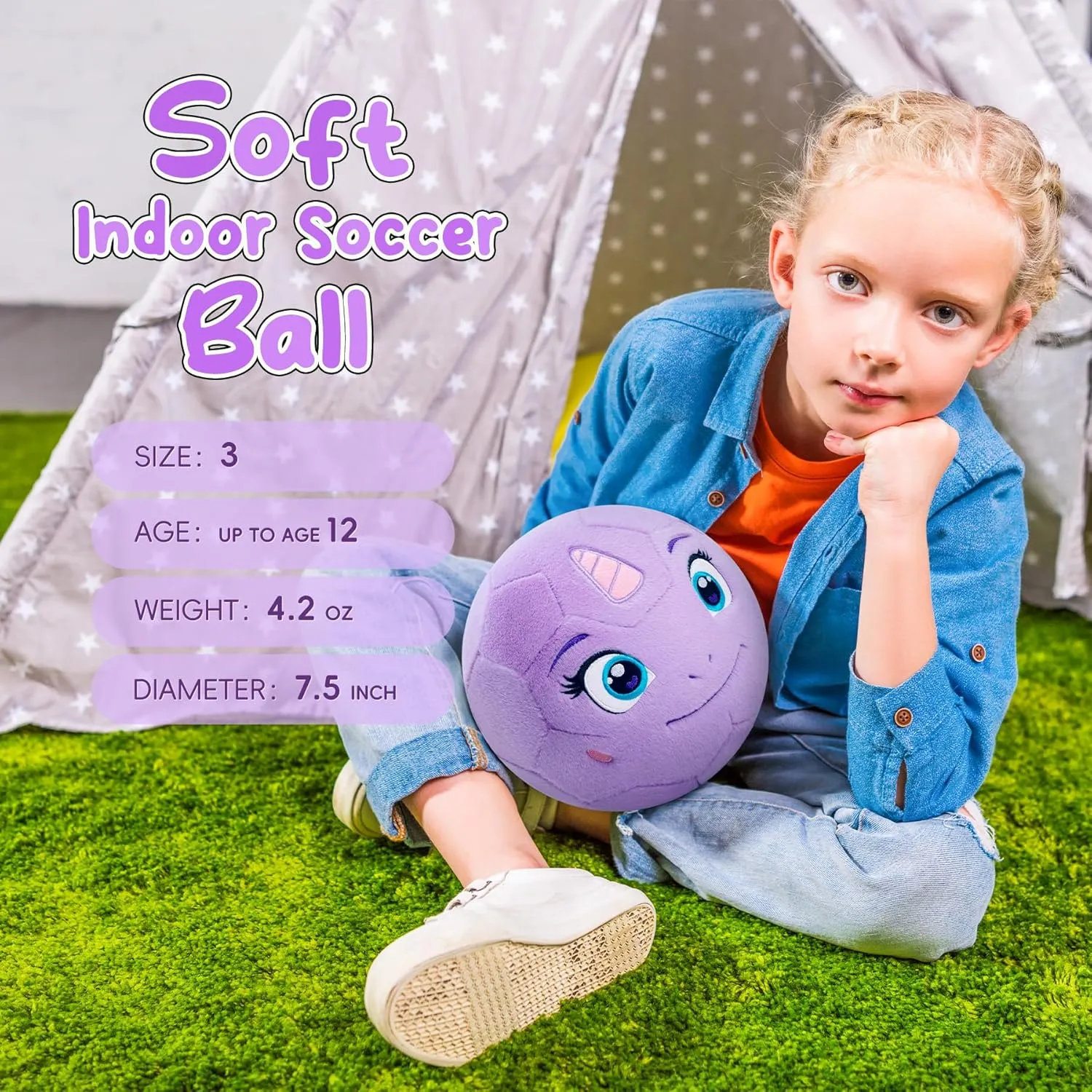 Silent Indoor Soccer Balls for Toddlers 1-3, Inflatable Soft Plush Baby Toddler Soccer Ball Toys Gifts for Kid 3-5 Year Old Girl Boy First Birthday Gift (Unicorn, Pump Include)