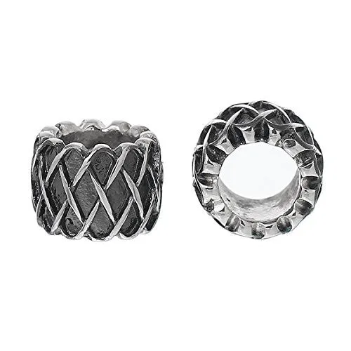 Silver Tone Lattice Pattern Charm European Bead Compatible for Most European Snake Chain Bracelet