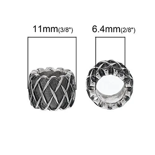 Silver Tone Lattice Pattern Charm European Bead Compatible for Most European Snake Chain Bracelet