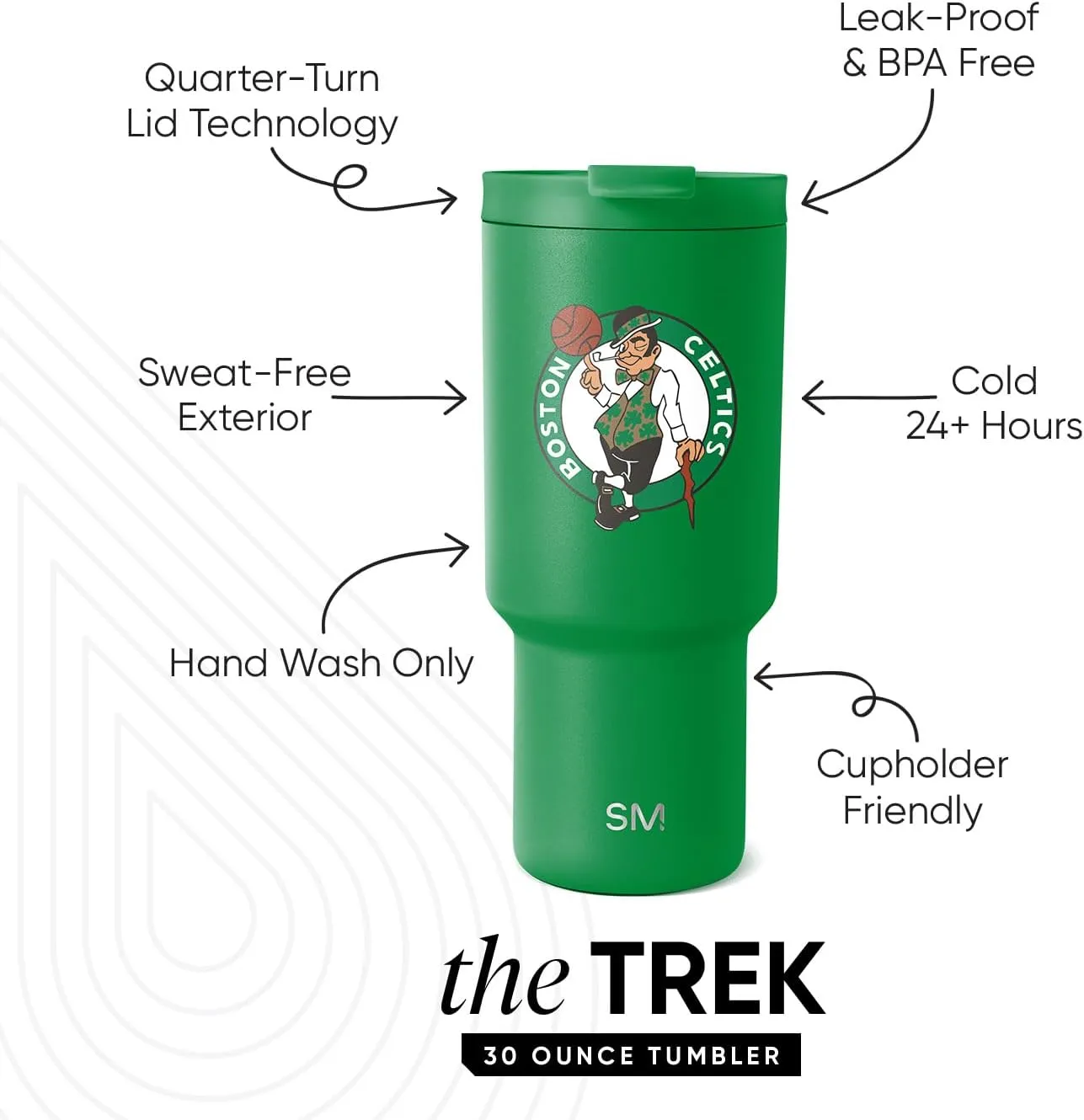 Simple Modern Officially Licensed NBA 30oz Tumbler with Flip Lid and Straws | Insulated Stainless Steel Cup | Trek Collection