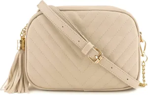 Simple Shoulder Crossbody Bag With Metal Chain Strap And Tassel Top Zipper