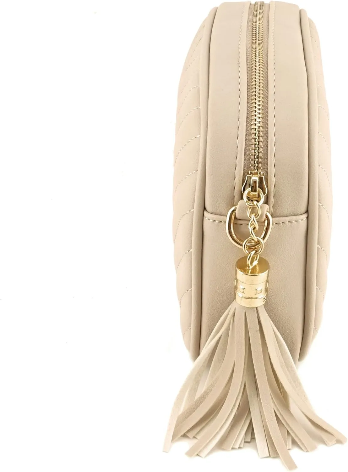 Simple Shoulder Crossbody Bag With Metal Chain Strap And Tassel Top Zipper