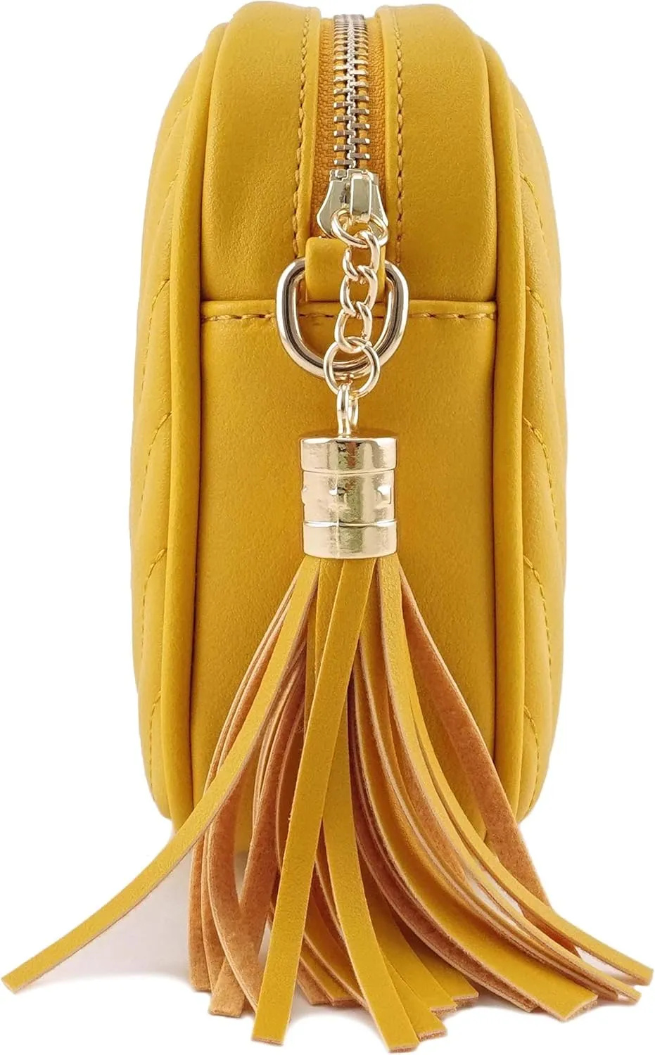 Simple Shoulder Crossbody Bag With Metal Chain Strap And Tassel Top Zipper
