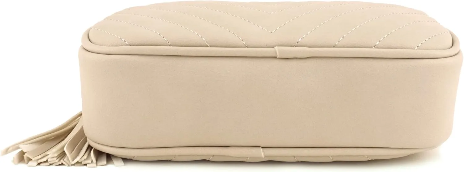 Simple Shoulder Crossbody Bag With Metal Chain Strap And Tassel Top Zipper