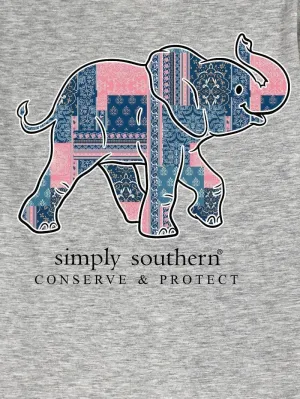 Simply Southern Elephant - Patchwork - Conserve & Protect - Adult T-Shirt