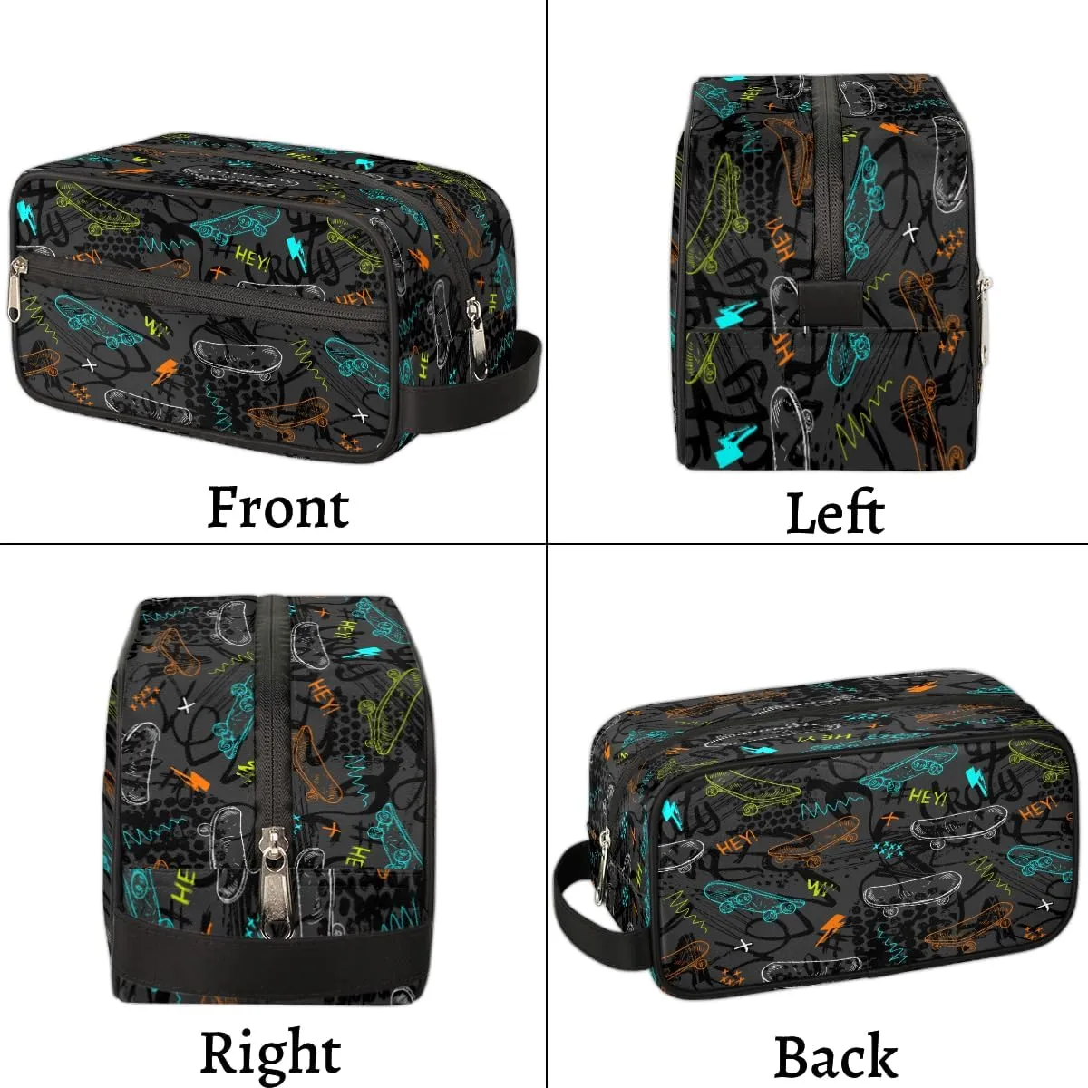 Skateboard Travel Toiletry Bag for Boys Men, Waterproof Hanging Dopp Kit for Teens Kids, Shaving Bag with Large Capacity for Travel, Sports, Shower, Gamer Gamepad-5