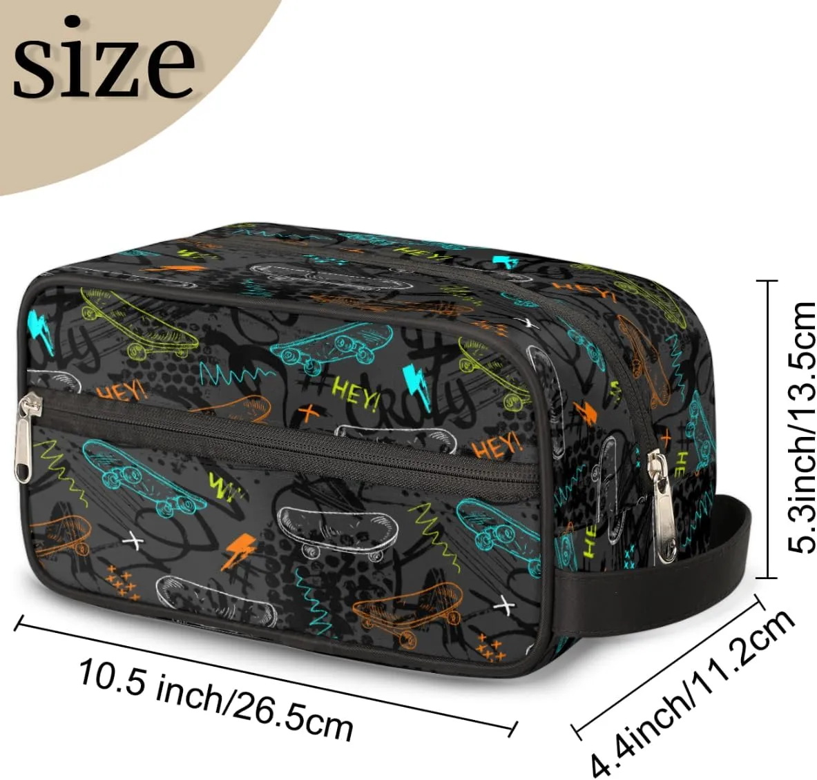 Skateboard Travel Toiletry Bag for Boys Men, Waterproof Hanging Dopp Kit for Teens Kids, Shaving Bag with Large Capacity for Travel, Sports, Shower, Gamer Gamepad-5
