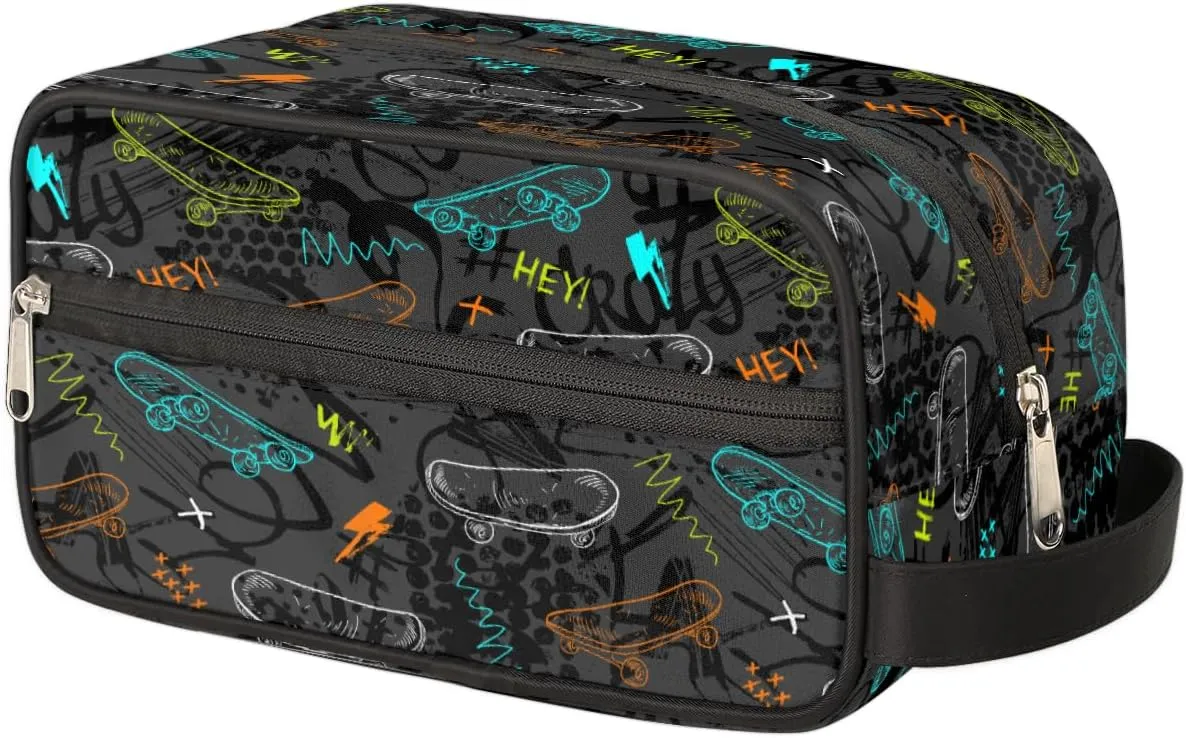 Skateboard Travel Toiletry Bag for Boys Men, Waterproof Hanging Dopp Kit for Teens Kids, Shaving Bag with Large Capacity for Travel, Sports, Shower, Gamer Gamepad-5