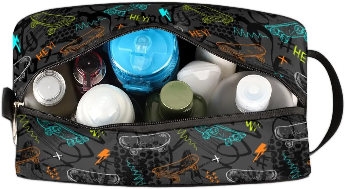Skateboard Travel Toiletry Bag for Boys Men, Waterproof Hanging Dopp Kit for Teens Kids, Shaving Bag with Large Capacity for Travel, Sports, Shower, Gamer Gamepad-5