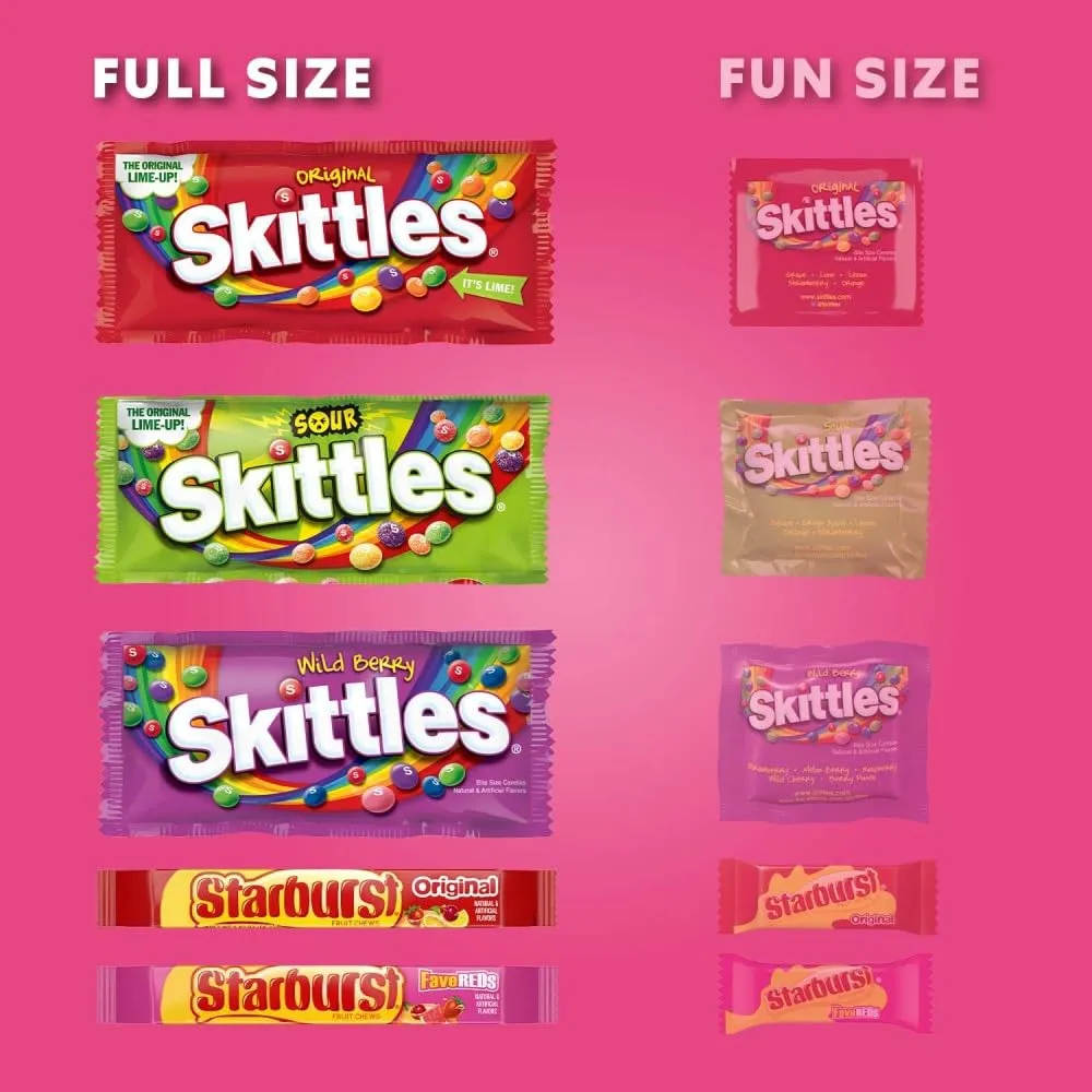 SKITTLES & STARBURST Assorted Candy Variety Pack for Holidays, Gifts, Parties, Candy Assortment, 37.05 oz (18 Count) Bulk Box