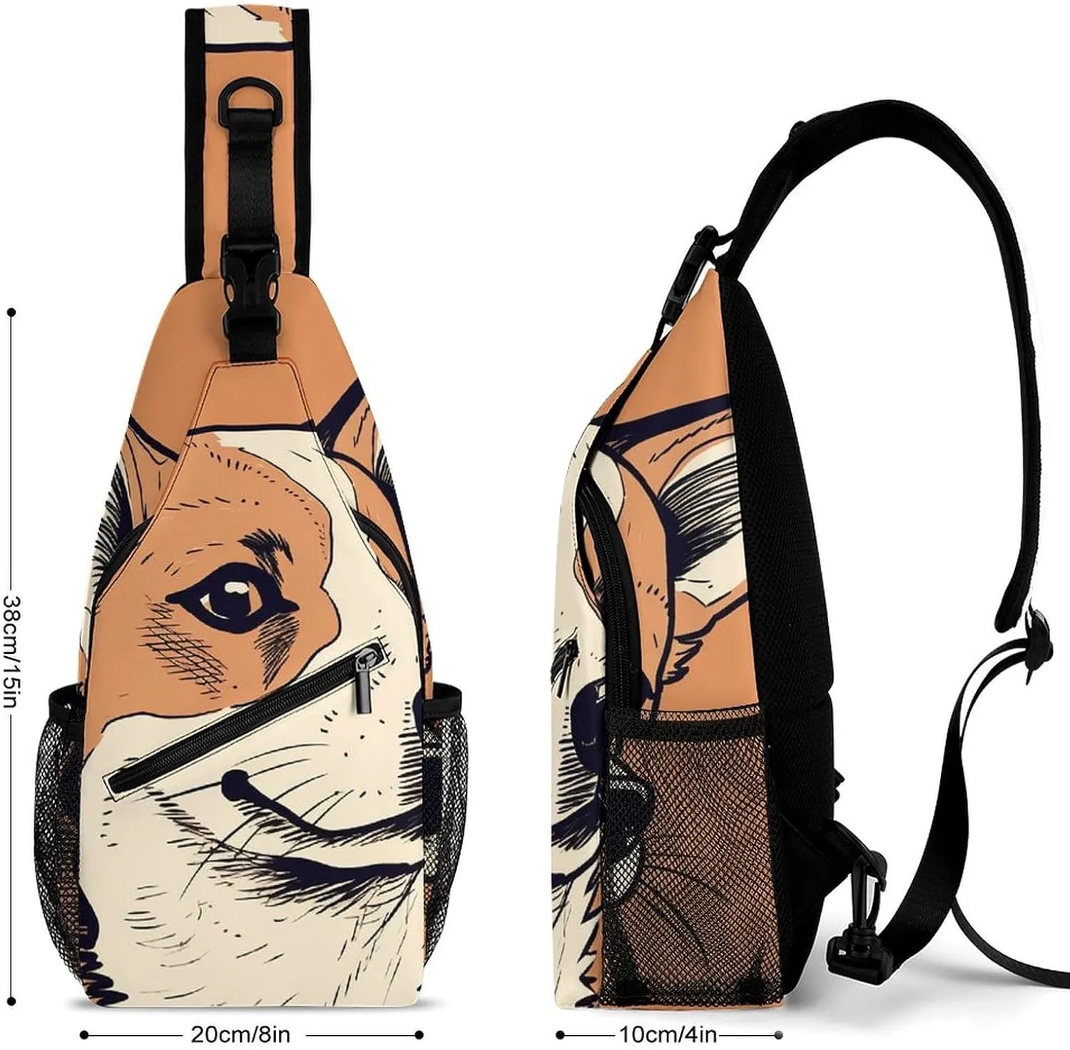 Sling Bag Crossbody Backpack for Men Women Hand Drawn Dog Chest Bag Crossbody Bag for Travel Sport Running