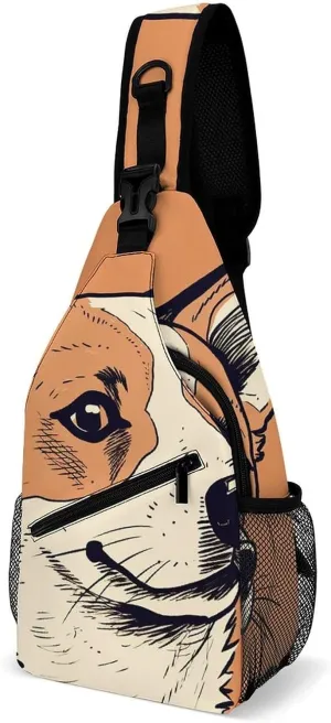 Sling Bag Crossbody Backpack for Men Women Hand Drawn Dog Chest Bag Crossbody Bag for Travel Sport Running