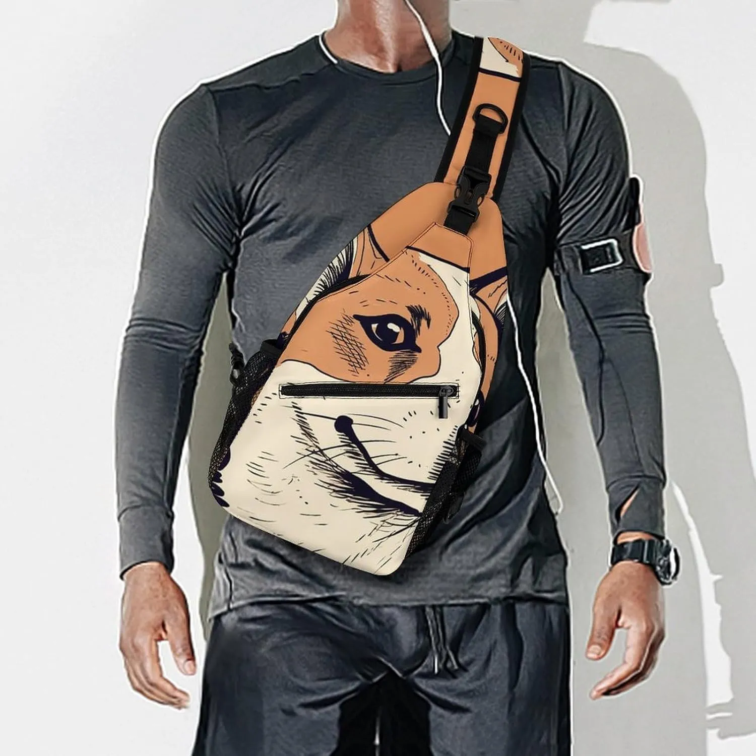 Sling Bag Crossbody Backpack for Men Women Hand Drawn Dog Chest Bag Crossbody Bag for Travel Sport Running