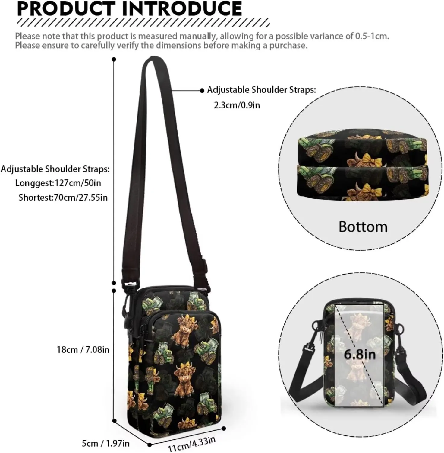Small Crossbody Bags for Women Travel Zipper Cell Phone Bag with Strap