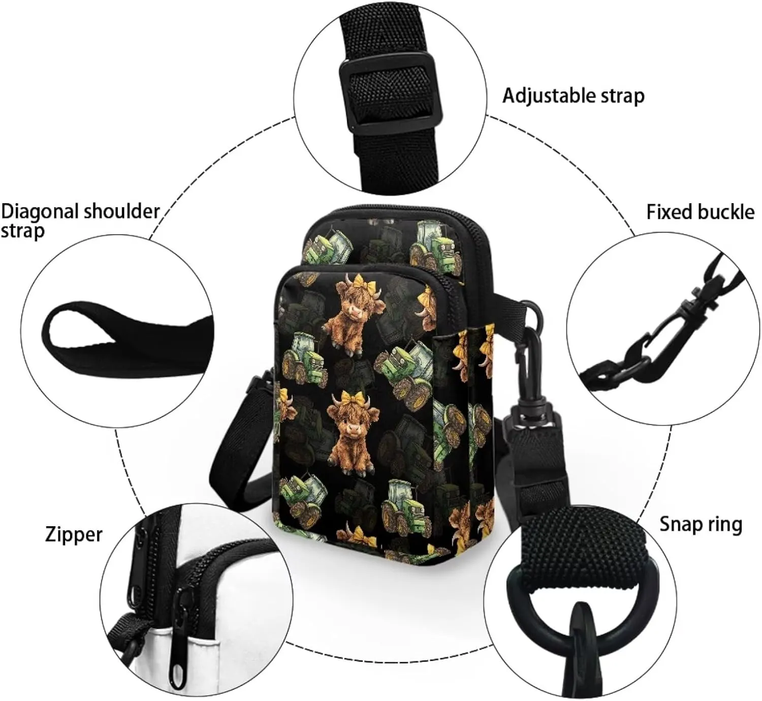 Small Crossbody Bags for Women Travel Zipper Cell Phone Bag with Strap