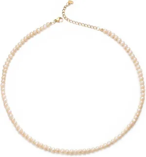 Small Freshwater Rice Pearl Strand 15" Gold Cultured Pearl Necklace for Women Wedding Pearl Choker Handmade Jewelry