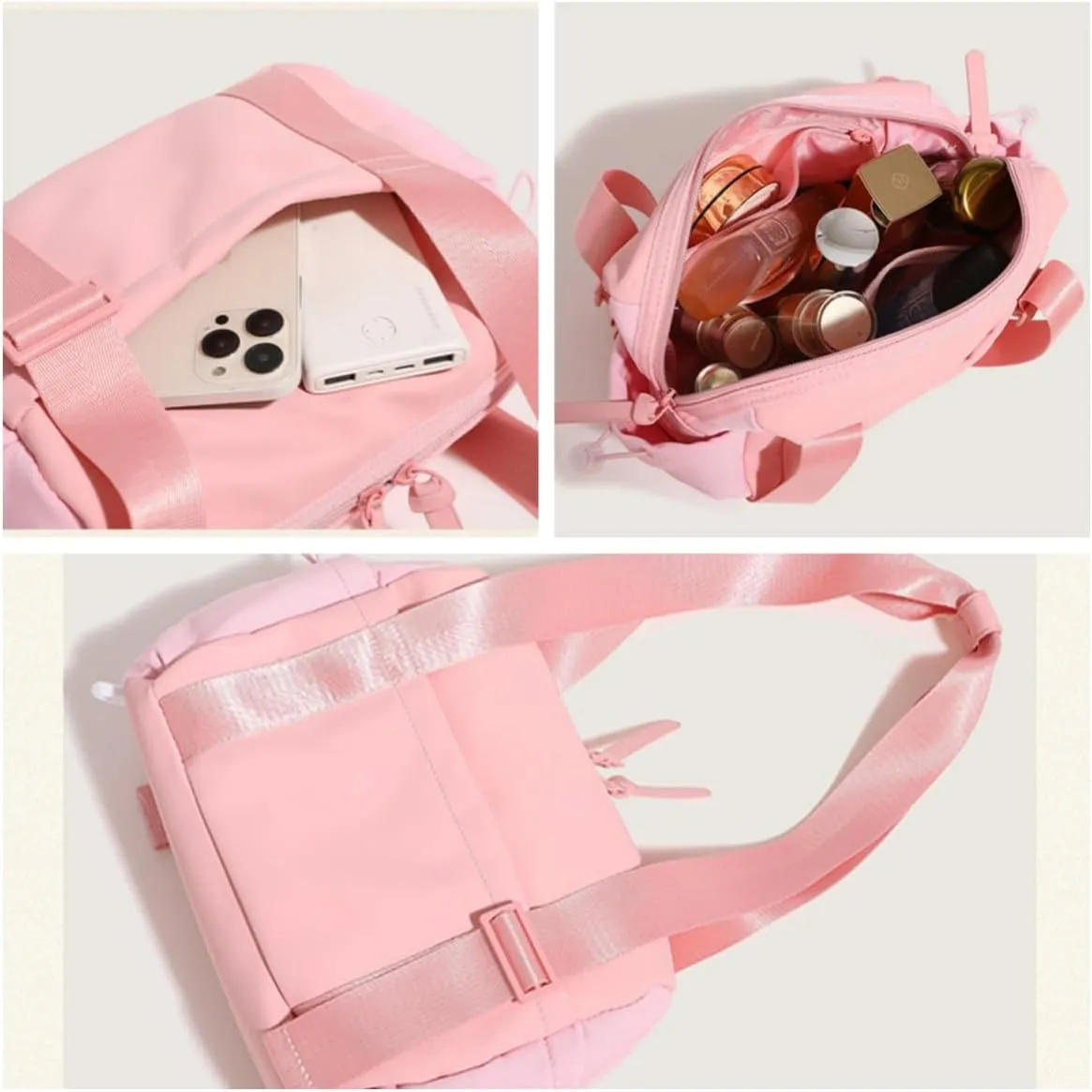 Small Gym Bag for Women, Mini Crossbody Gym Duffle Bag with Wet Compartment, Carry on Gym Tote Bag for Workout Dance Sport Trave (pink)