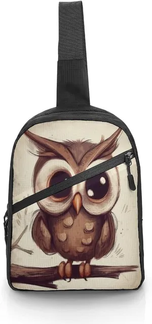 Small Sling Chest Bag Crossbody Bag for Men Women,Cute Owl Lightweight Gym Daypack for Travel Cycling Hiking