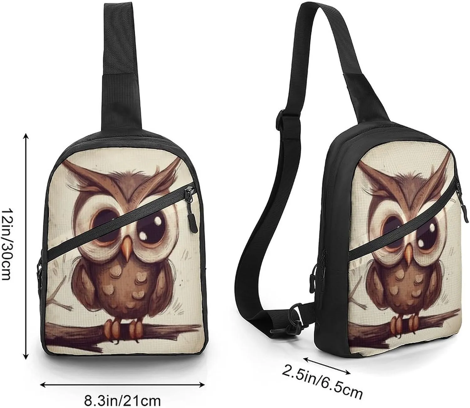 Small Sling Chest Bag Crossbody Bag for Men Women,Cute Owl Lightweight Gym Daypack for Travel Cycling Hiking