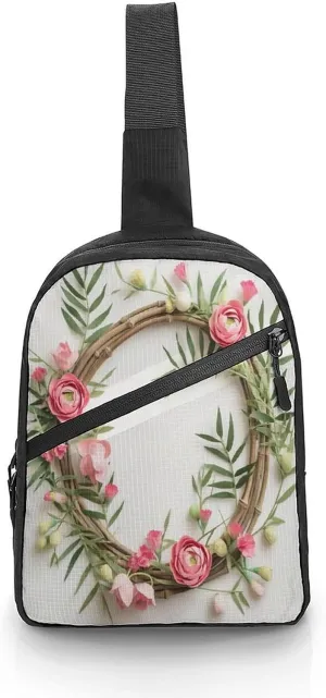 Small Sling Chest Bag Crossbody Bag for Men Women,Handmade Garland Lightweight Gym Daypack for Travel Cycling Hiking