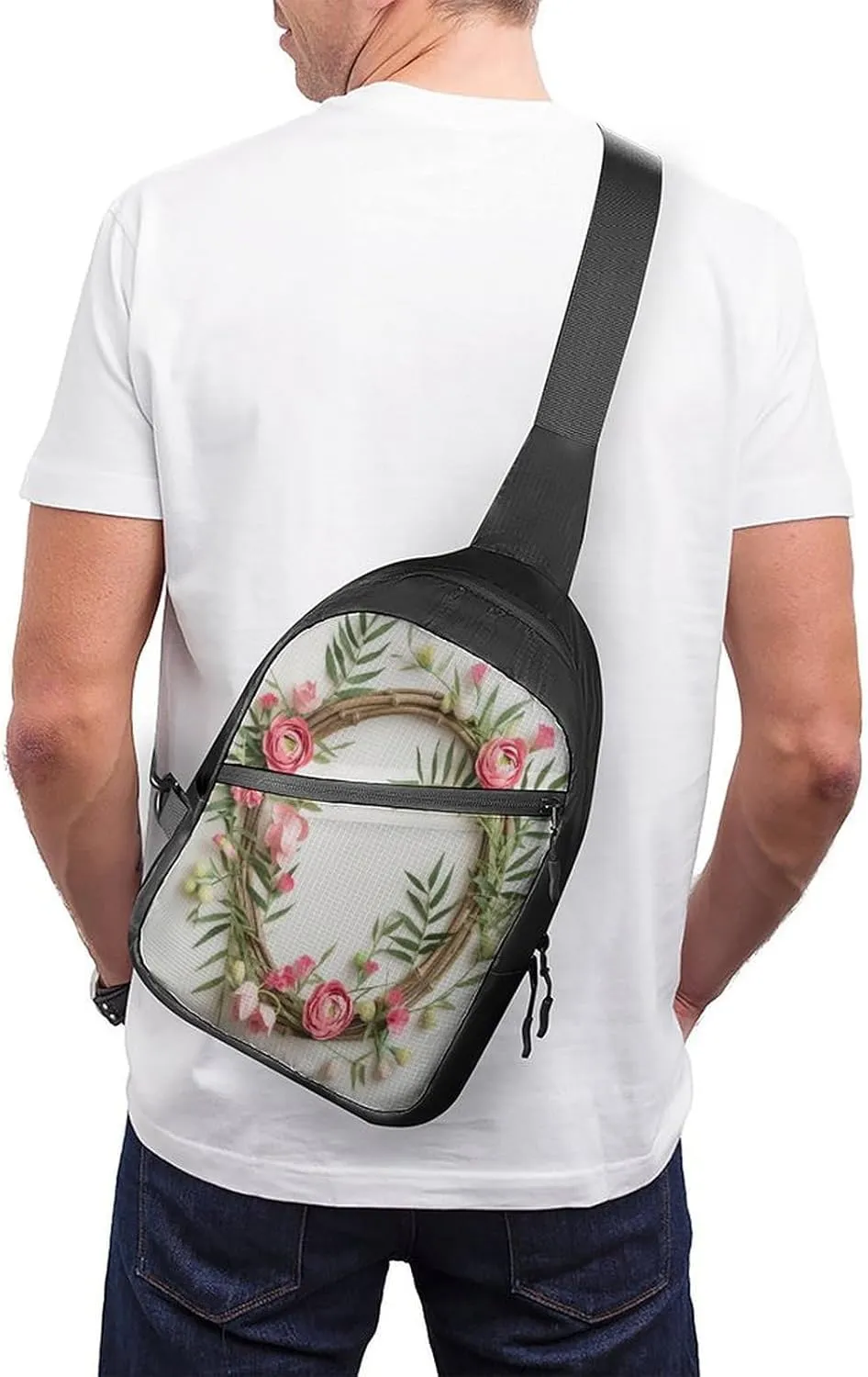 Small Sling Chest Bag Crossbody Bag for Men Women,Handmade Garland Lightweight Gym Daypack for Travel Cycling Hiking