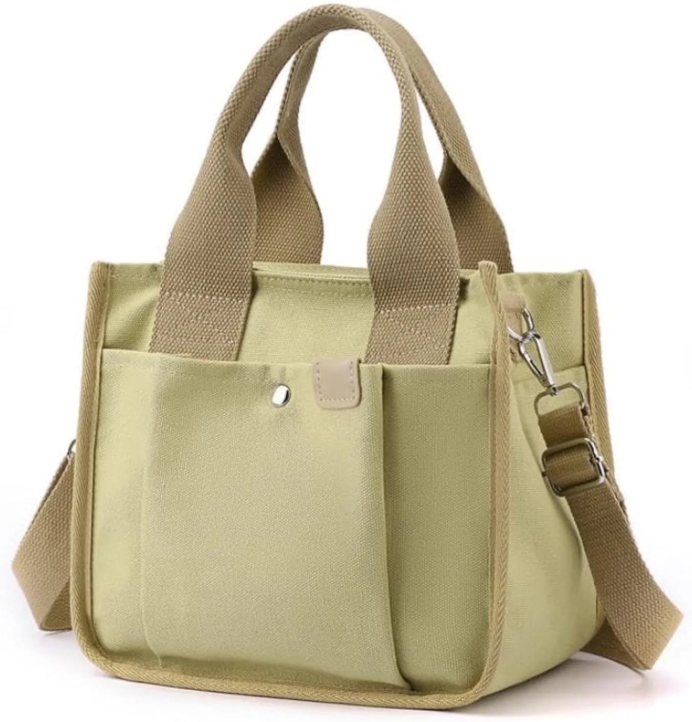 Small Tote Canvas Bags for Women with Zipper Multi-Pocket Crossbody Bag Shoulder Bag Hand Bag Casual Satchel Purse Daily Bag