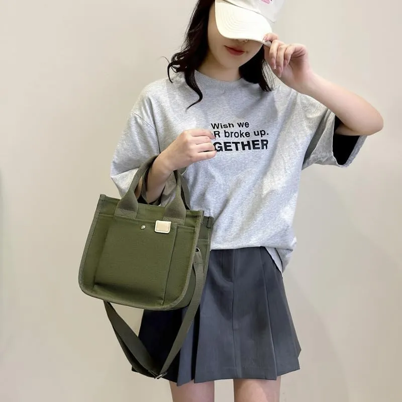 Small Tote Canvas Bags for Women with Zipper Multi-Pocket Crossbody Bag Shoulder Bag Hand Bag Casual Satchel Purse Daily Bag