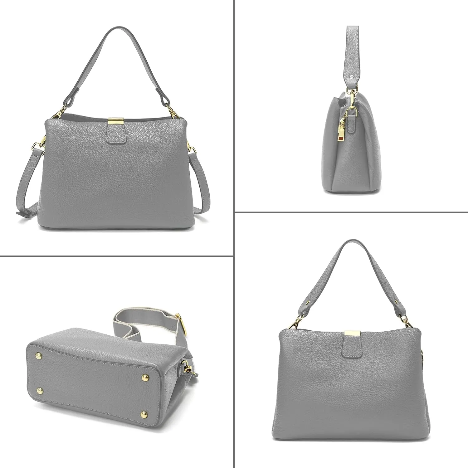 Small Women Genuine Leather Bucket Shoulder Bag Soft Crossbody Purses for Lady Handbag