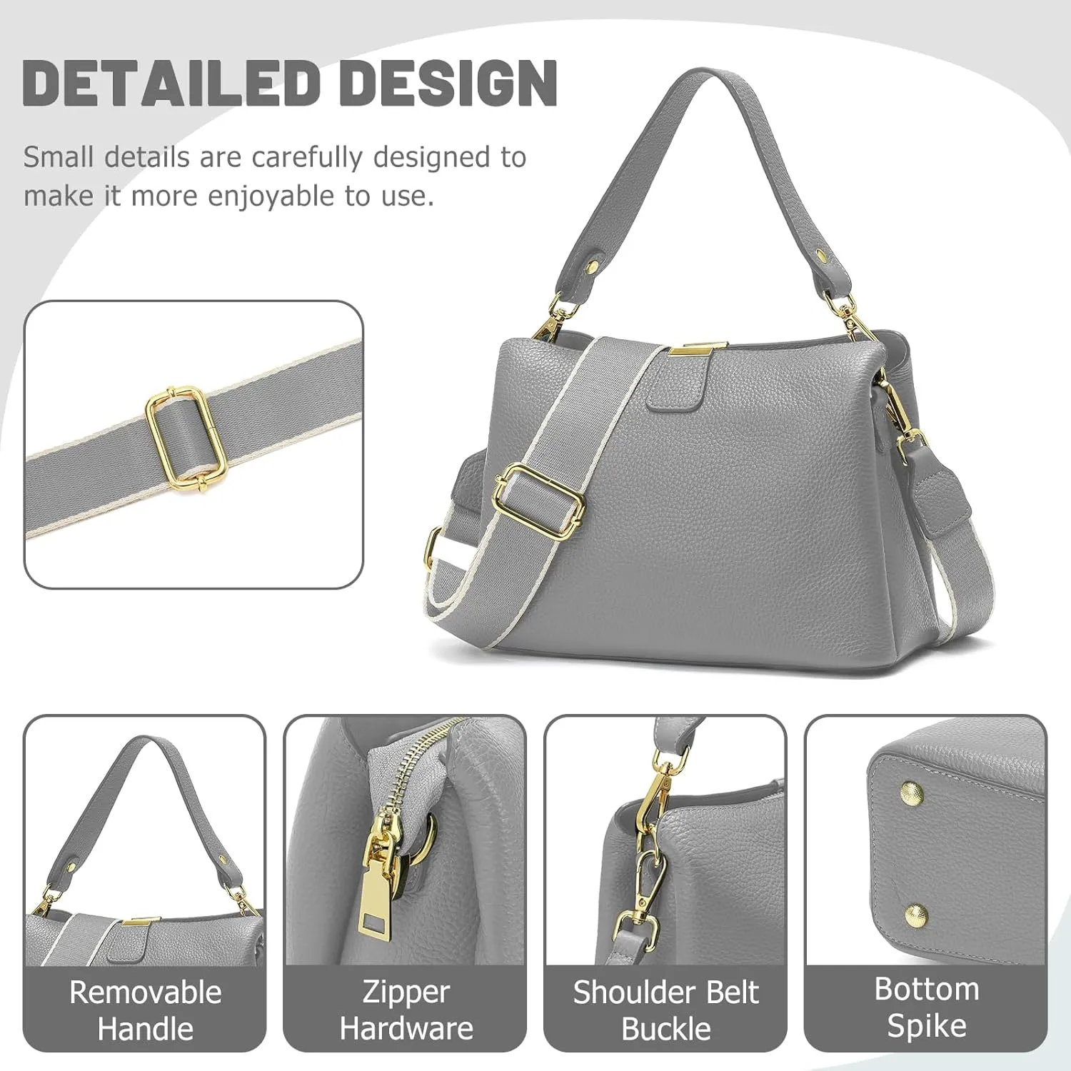 Small Women Genuine Leather Bucket Shoulder Bag Soft Crossbody Purses for Lady Handbag