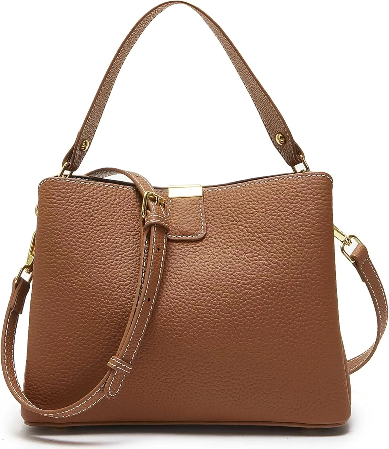 Small Women Soft Genuine Leather Shoulder Bag Crossbody Purses for Lady Bucket Handbag
