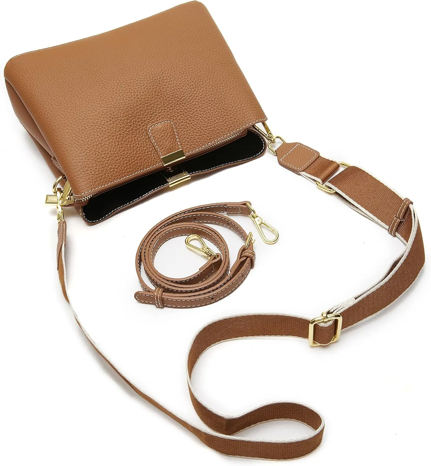 Small Women Soft Genuine Leather Shoulder Bag Crossbody Purses for Lady Bucket Handbag