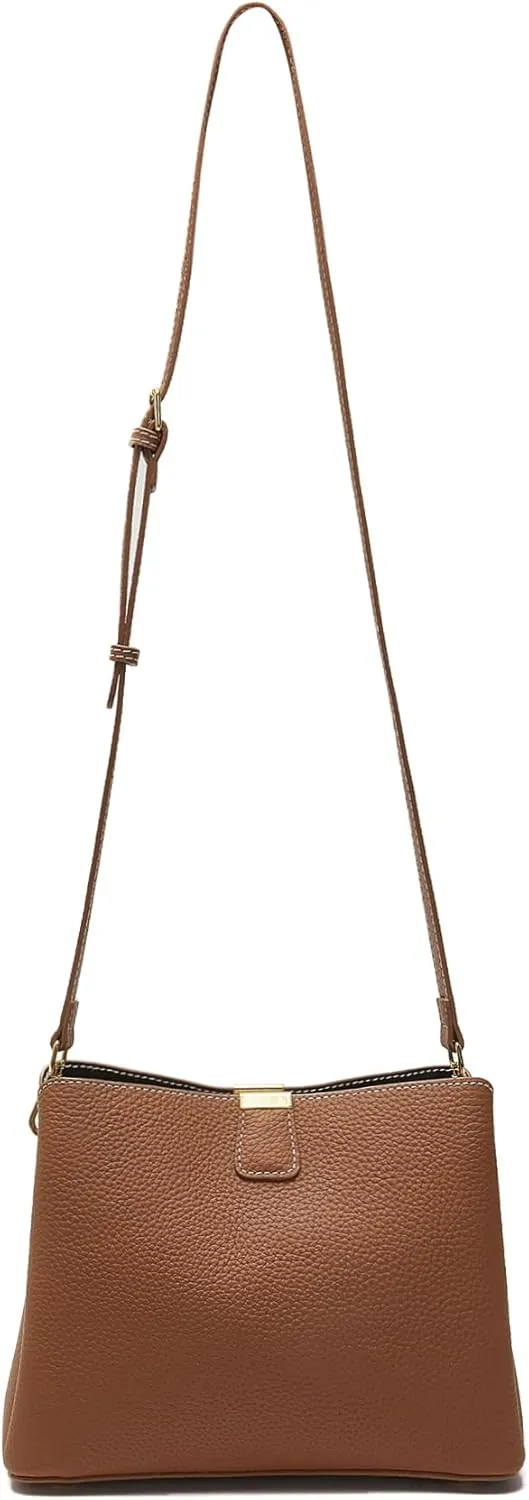 Small Women Soft Genuine Leather Shoulder Bag Crossbody Purses for Lady Bucket Handbag